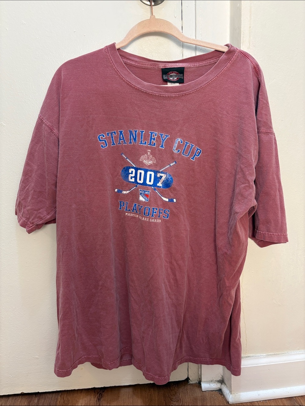 Vintage Stanley Cup Playoffs 2007 Short Sleeve Tee Faded Maroon XL